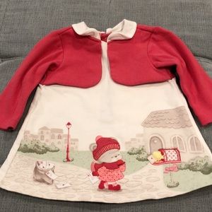 Mayoral Dress w/ Attached Cardigan & Collar.